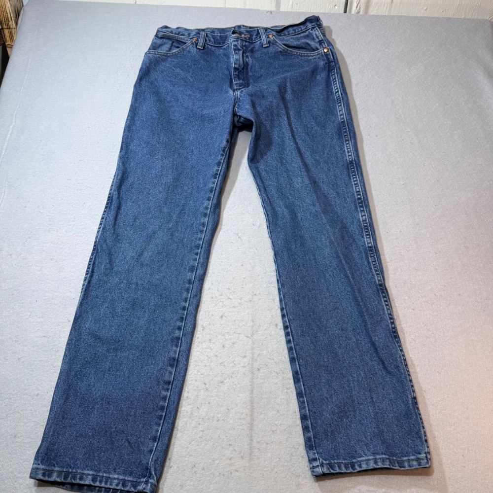 Wrangler Mens Jeans 34x32 Blue Classic Straight Leg Denim Pants Work pants‎